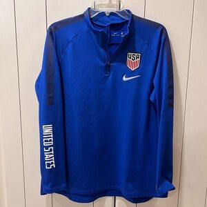 Nike USA National Training Top Royal Blue USA Soccer Quarter-Zip Size XL Women's